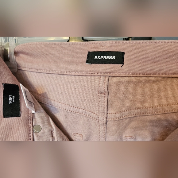 EXPRESS SKINNY LEG JEANS - STRETCHY- SIZE 4R- DISTRESSED KNEE - Picture 4 of 5